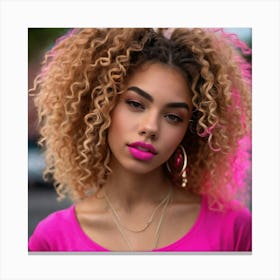 Blond Girl With Curly Hair fhh Canvas Print