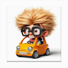 Cartoon Character Driving A Car 8 Canvas Print