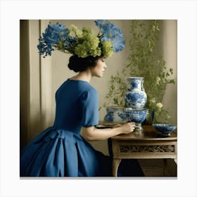 Lady In Blue 3 Canvas Print