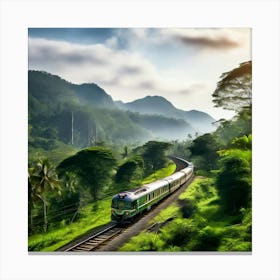 Train Landscape Transportation Mountain Travel Nature Road Railway Railroad Tree Transport (6) Canvas Print