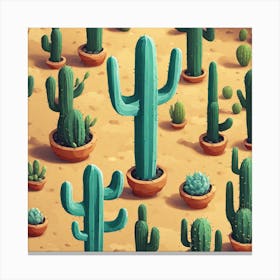 Cactus In The Desert 3 Canvas Print