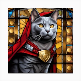 Cat, Pop Art 3D stained glass cat superhero limited edition 17/60 Canvas Print