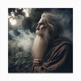 Old Man Smokes Canvas Print