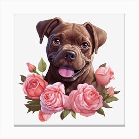 Dog With Roses 8 Canvas Print