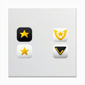 Collection Of Bright 5 Star Feedback Symbols Modern White And Gold Isolated Shiny Elements Black (4) Canvas Print