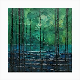 Forest Of Trees Abstract Painting Green and Blue Color Canvas Print