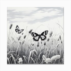 Butterflies In The Grass 3 Canvas Print