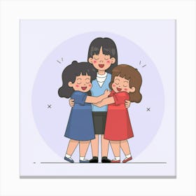 Mother And Daughter Hugging Canvas Print