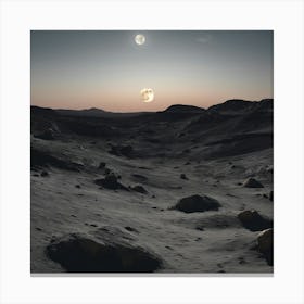 Moon Rising Over A Desert Canvas Print
