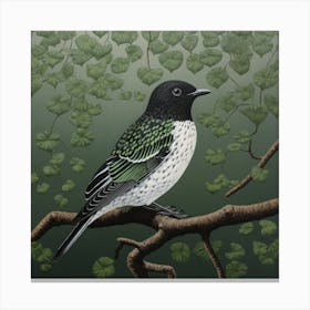 Ohara Koson Inspired Bird Painting Robin 2 Square Canvas Print