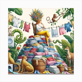 Laundry In The Jungle Canvas Print
