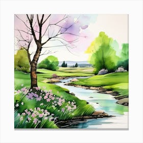 River In Spring Canvas Print