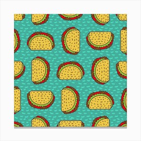 Taco Drawing Background Mexican Fast Food Pattern Canvas Print