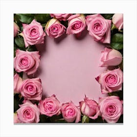 Pink Roses On A Pink Background Canvas Print