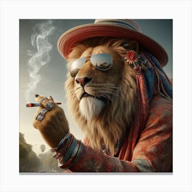 Lion Smoking Weed 1 Canvas Print