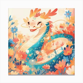Dragon In Flowers Canvas Print