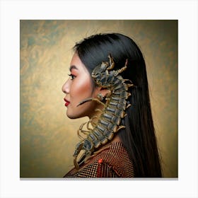 Firefly Surrealism, Realism, Painting, Scorpion, Hybrid, Human, Royal, Portrait, Picture, Side, View (2) Canvas Print