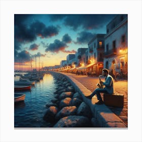 Man On The Shore Canvas Print