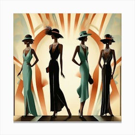 Art Deco Women's Silhouettes Canvas Print