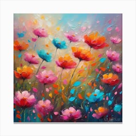 Vibrant Flower Field: A Colorful Artwork Canvas Print