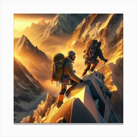 Climbers On A Mountan Top Canvas Print