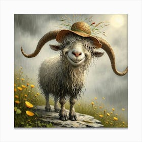 Goat In The Rain Canvas Print