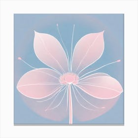 A White And Pink Flower In Minimalist Style Square Composition 99 Canvas Print