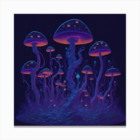Neon Mushrooms (7) 1 Canvas Print