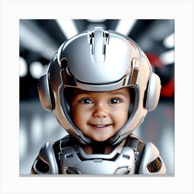 3d Dslr Photography, Model Shot, Baby From The Future Smiling Wearing Futuristic Suit Designed By Apple, Digital Vr Helmet, Sport S Car In Background, Beautiful Detailed Eyes, Professional Award Winning Portr (3) Canvas Print