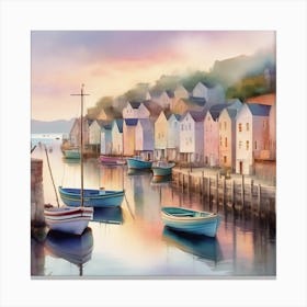 Boats In Harbour Canvas Print