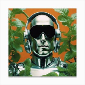 Robot With Headphones 9 Canvas Print