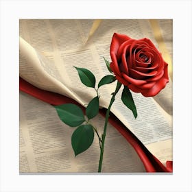 Rose On A Book 2 Canvas Print