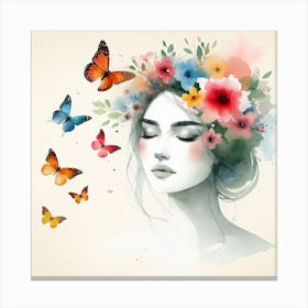 Girl With Butterflies II Canvas Print