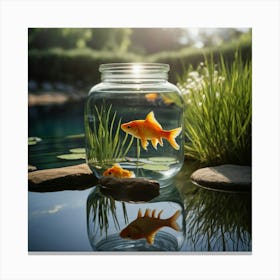 Goldfish In A Jar Canvas Print