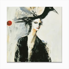 Woman With A Bird On Her Head Canvas Print
