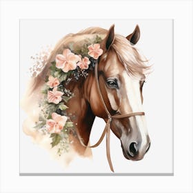 Horse Head With Flowers 1 Canvas Print