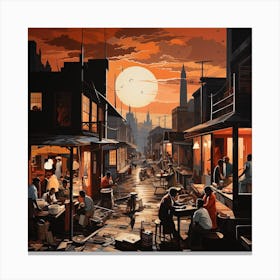 City At Sunset Canvas Print