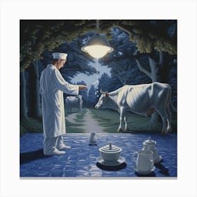 Chef And Cow Canvas Print