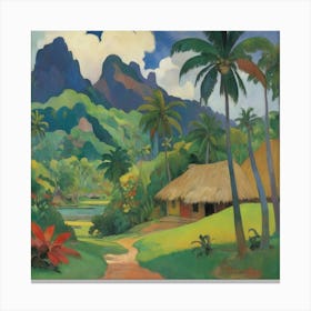 Tahitian Landscape Paul Gauguin Art Print 1 Canvas Print