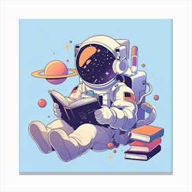 Astronaut Reading A Book 8 Canvas Print