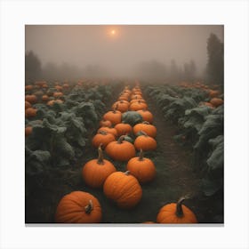 Foggy Pumpkin Patch Canvas Print