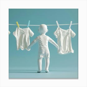 Baby Clothes Hanging On Clothesline Canvas Print