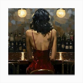 Girl at Bar: Evening Reflections" Canvas Print