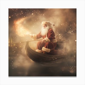 Santa Claus In A Boat Christmas Canvas Print