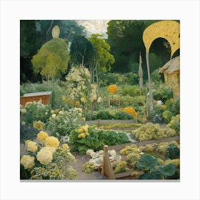 Gustav Klimt Style Farm Garden 33 Canvas Print