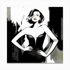 Sexy Woman In Black Dress Canvas Print