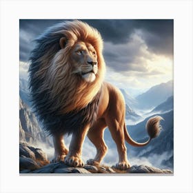 Majestic Lion On Mountain Tops Canvas Print