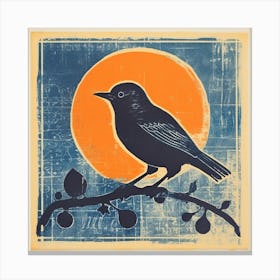 Retro Bird Lithograph Bluebird 3 Canvas Print
