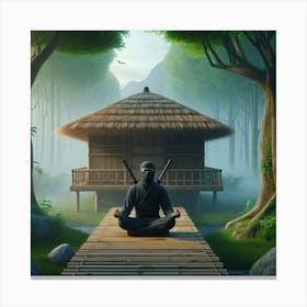 Ninja In Meditation Canvas Print