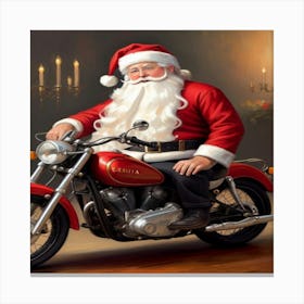 Santa On Bike 2 Canvas Print
